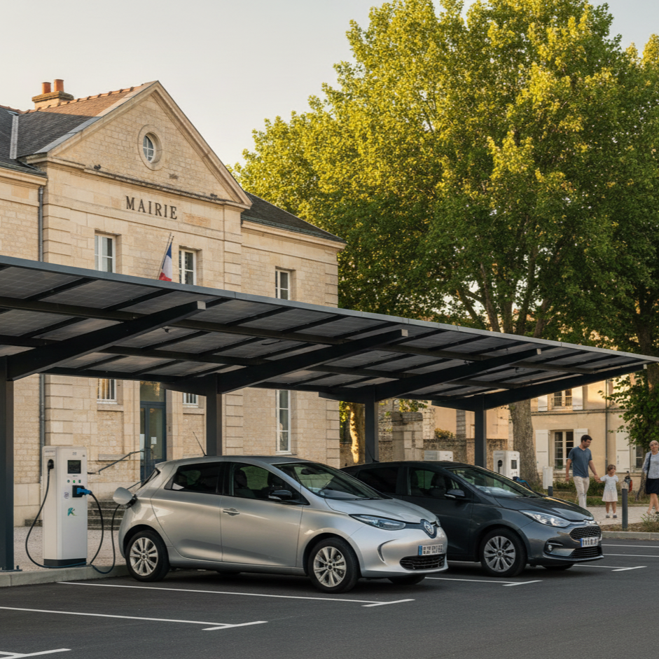 Parking avec ombrieres solaires